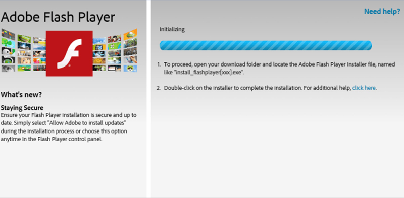 No te dejes engañar por una actualización de Adobe Flash falsa.
